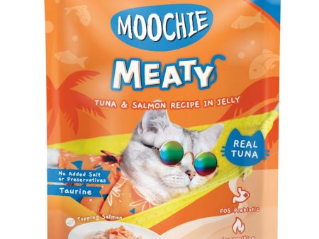 24% OFF: Moochie Meaty Tuna & Salmon Recipe In Jelly Adult Pouch Cat Food 70g x 12 Sale