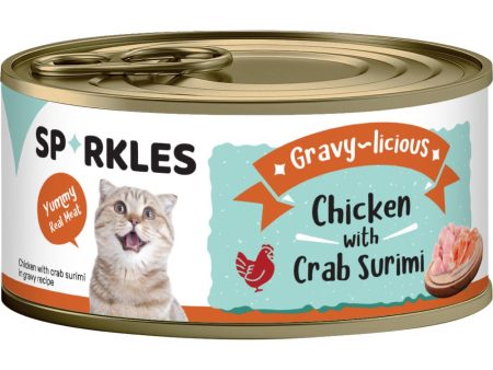 Sparkles Gravy-licious Chicken With Crab Surimi Canned Cat Food 80g x 24 on Sale