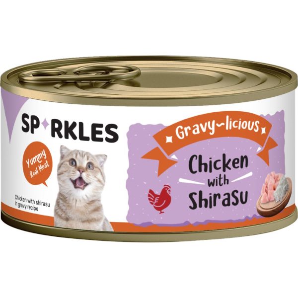 Sparkles Gravy-licious Chicken With Shirasu Canned Cat Food 80g x 24 on Sale