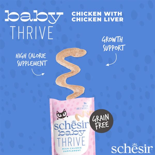 Schesir Baby Thrive High Calorie Chicken With Chicken Liver Pouch Supplement Cat Food 160g Hot on Sale