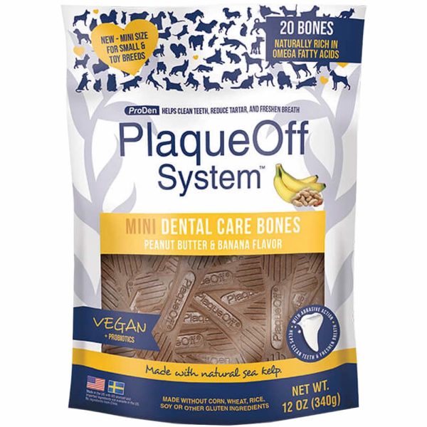 10% OFF: ProDen PlaqueOff Mini Dental Care Bones Peanut Butter & Banana Flavor Grain-Free Dog Treats 340g Hot on Sale