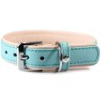 10% OFF S & M: Das Lederband Firenze Leather Dog Collar (Electric Blue Nude) on Sale