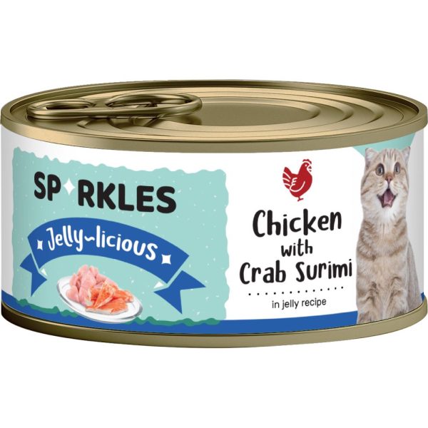 Sparkles Jelly-licious Chicken With Crab Surimi Canned Cat Food 80g x 24 Online now