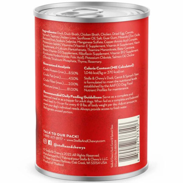 Stella & Chewy’s Gourmet Duck, Carrot & Spinach Stew Grain-Free Canned Dog Food 12.5oz Online