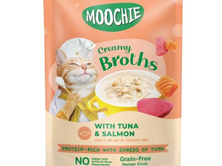 20% OFF: Moochie Creamy Broths With Tuna & Salmon Grain-Free Pouch Cat Food 40g x 16 For Discount