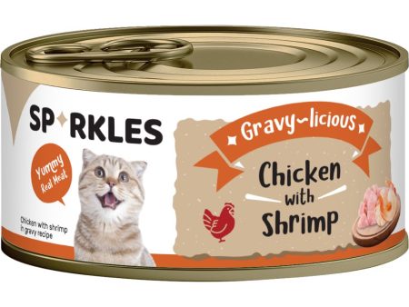 Sparkles Gravy-licious Chicken With Shrimp Canned Cat Food 80g x 24 Fashion