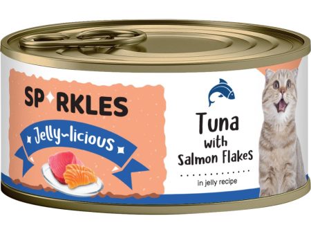 Sparkles Jelly-licious Tuna With Salmon Flakes Canned Cat Food 80g x 24 For Sale