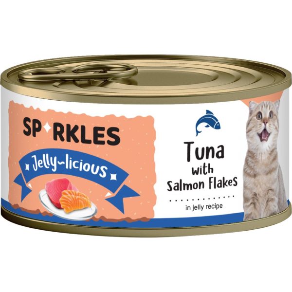 Sparkles Jelly-licious Tuna With Salmon Flakes Canned Cat Food 80g x 24 For Sale