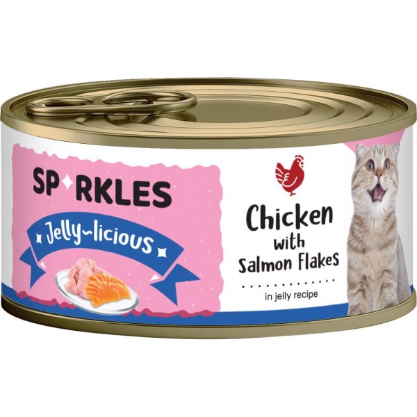 Sparkles Jelly-licious Chicken With Salmon Flakes Canned Cat Food 80g x 24 Online Hot Sale