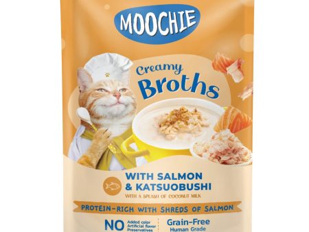 20% OFF: Moochie Creamy Broths With Salmon & Katsuobushi Grain-Free Pouch Cat Food 40g x 16 For Cheap