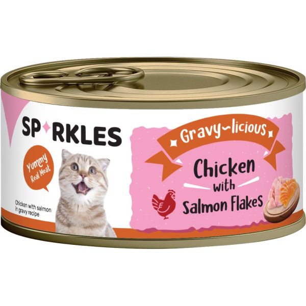 Sparkles Gravy-licious Chicken With Salmon Flakes Canned Cat Food 80g x 24 Cheap