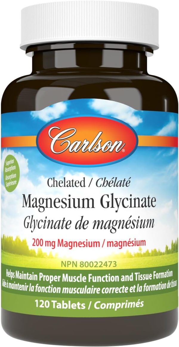 Carlson Chelated Magnesium Glycinate 200mg 120 Tablets Sale