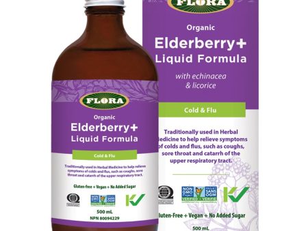 Flora Organic Elderberry+ Liquid Formula 500ml Supply