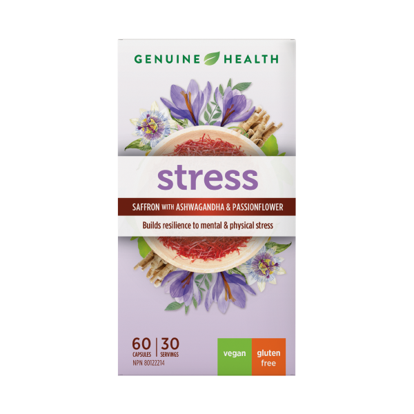 Genuine Health Stress Saffron & Ashwagandha 60 Vegetarian Capsules For Discount