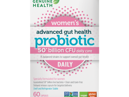 Genuine Health Adv. Gut Health Women s Daily Probiotics 50B 60 Vegan Capsules Hot on Sale