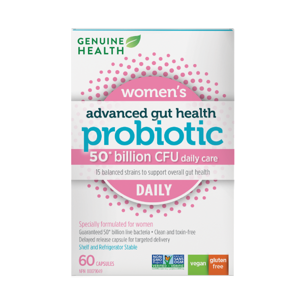 Genuine Health Adv. Gut Health Women s Daily Probiotics 50B 60 Vegan Capsules Hot on Sale