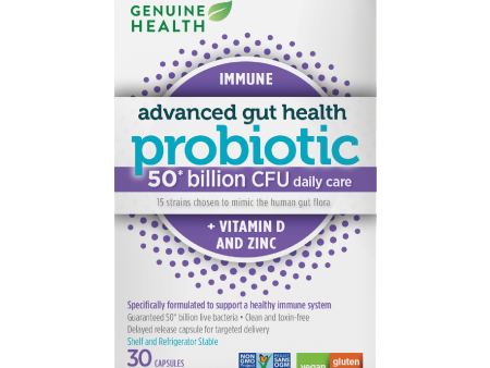 Genuine Health Adv. Gut Health Immune Daily Probiotics 50B 30 Vegan Capsules Online now