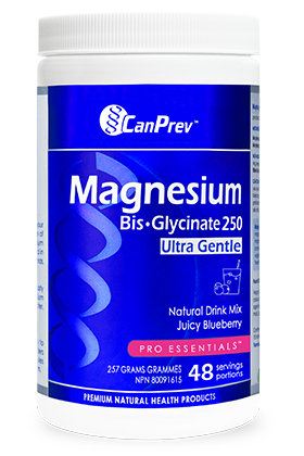 CanPrev Magnesium Bis-Glycinate 250 Ultra Gentle Powder Juicy Blueberry 257g on Sale