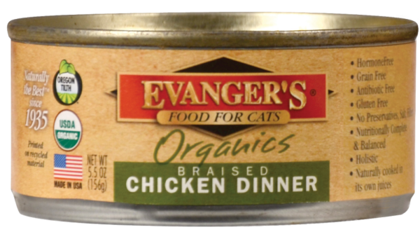 Evangers Organic Braised Chicken Canned Cat Food For Cheap