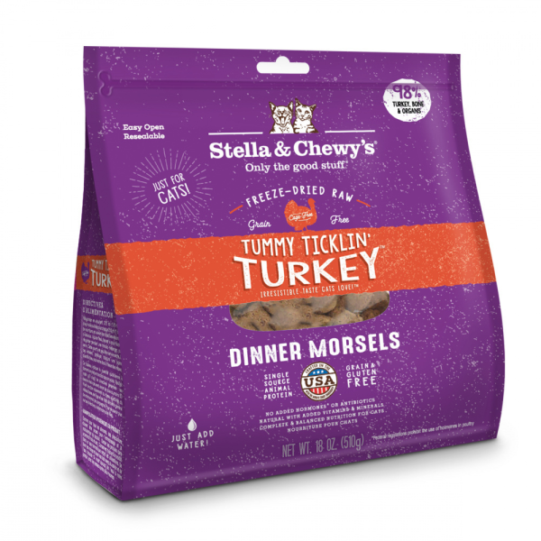 Stella & Chewy s Tummy Ticklin  Turkey Dinner Morsels Grain Free Freeze Dried Raw Cat Food Fashion