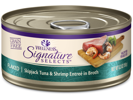 Wellness Signature Selects Grain Free Natural Skipjack Tuna with Shrimp Entree in Broth Wet Canned Cat Food For Cheap