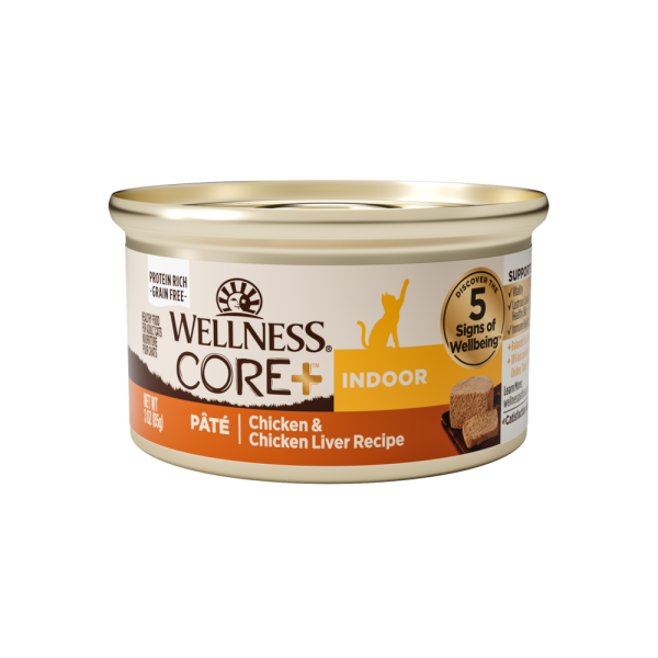 Wellness CORE Natural Grain Free Indoor Chicken and Chicken Liver Smooth Pate Wet Canned Cat Food on Sale