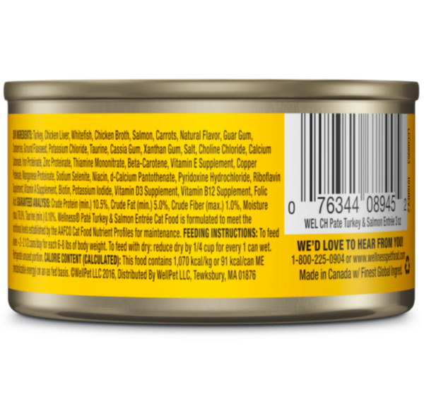 Wellness Complete Health Natural Grain Free Turkey and Salmon Pate Wet Canned Cat Food Online