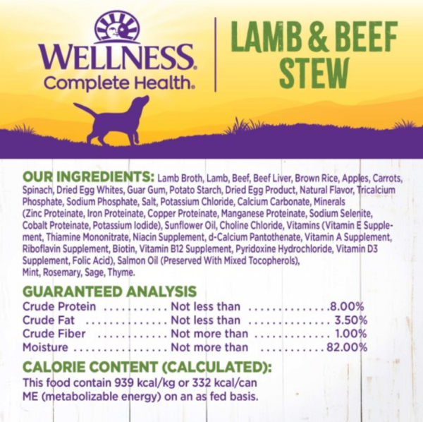 Wellness Natural Lamb and Beef Stew with Brown Rice and Apples Wet Canned Dog Food Discount