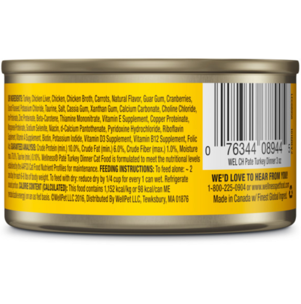 Wellness Complete Health Natural Grain Free Turkey Pate Wet Canned Cat Food Fashion