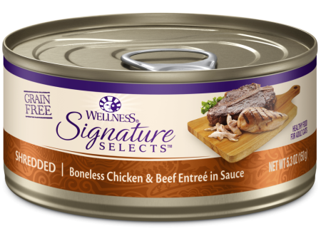 Wellness CORE Signature Selects Grain Free Canned Cat Food, Shredded Chicken & Beef Entree in Sauce Fashion